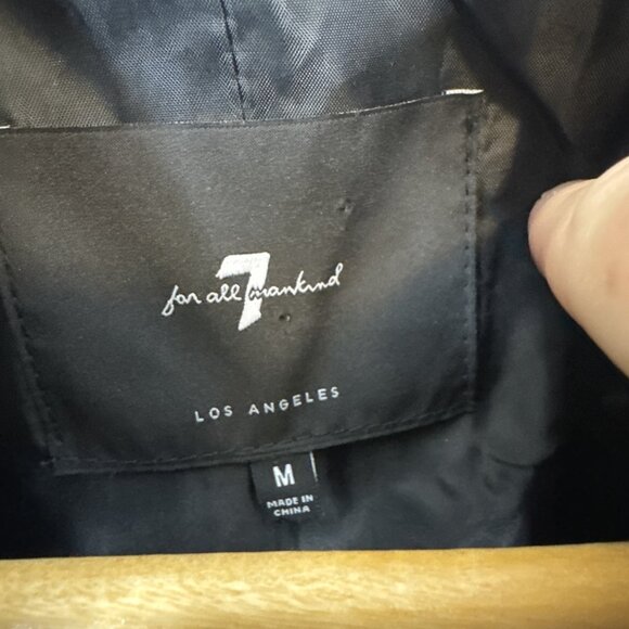 7 For All Mankind Women’s M Double Breasted Plaid Blazer Blue Gray Wool Blend - Picture 5 of 8